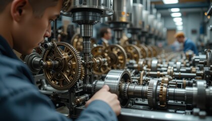 Poster - Young Technician Working on Mechanical Components in Factory Environment