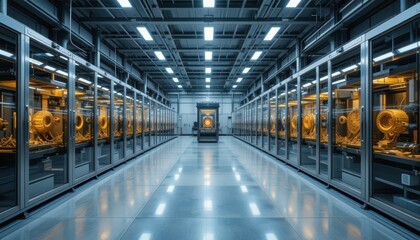 Poster - Industrial Interior of a Modern Manufacturing Facility with Equipment