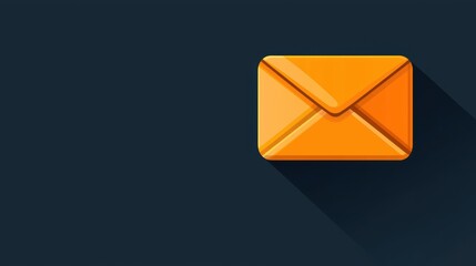 Poster - A vibrant orange envelope icon with a shadow on a dark background, symbolizing communication and digital correspondence.