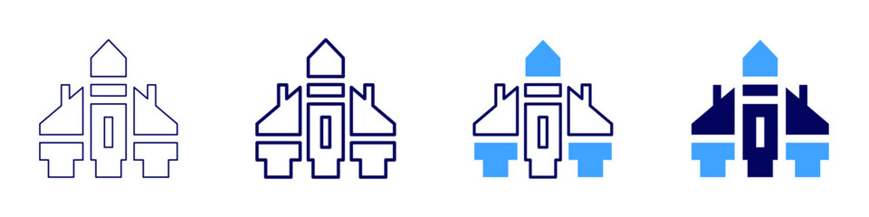 Space program​ icon in 4 different styles. Thin Line, Line, Bold Line, Duotone. Duotone style. Editable stroke