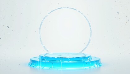 Poster - Glass Display Platform with Circular Frame on a Light Background
