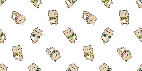 Wall Mural - bear seamless pattern polar bear colorful scarf vector teddy doll cartoon doodle gift wrapping paper