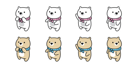 Wall Mural - bear polar icon scarf collar vector teddy pet cartoon character logo symbol illustration clip art is