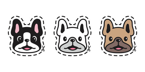 Wall Mural - dog vector french bulldog icon face head cartoon character smiling puppy cutting sticker pet doodle 