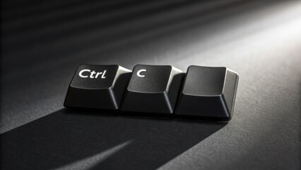 Poster - Keyboard Command: A dramatic, studio-style shot of a keyboard keys that spells 