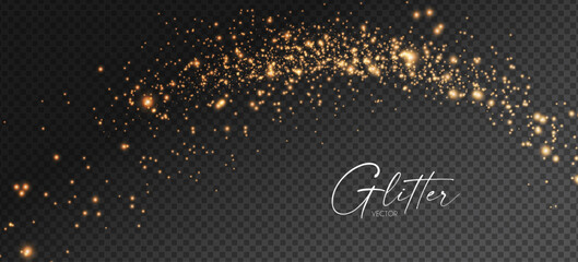 Wall Mural - gold glitter transparent effect. elegant luxury gold dust. shining light effect. golden dust