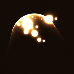 Poster - Golden Light Eclipse with Bubbling Particles, Brutalism Illustration with RGB Overlay
