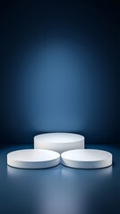 Poster - futuristic 3D podium, illuminated edges, glossy surface, sci-fi ambiance, dynamic lighting effects, clean and modern showcase, floating display, high-resolution rendering, digital art aesthetic,