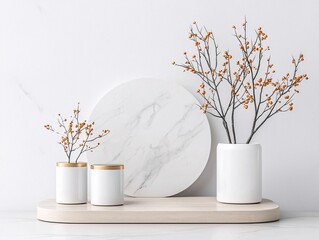 Poster - luxurious 3D podium, marble texture, gold accents, premium design, soft diffused lighting, high-end product showcase, elegant aesthetic, refined and sophisticated, seamless background,