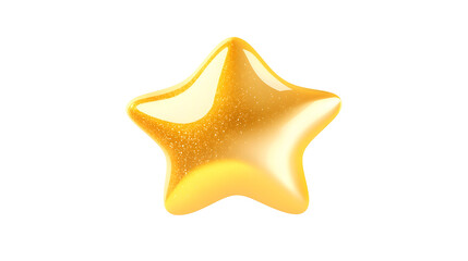 Aufkleber - Shimmering 3D gold star emoji with a smooth metallic finish soft shadows and lighting isolated on a white transparent background in high PNG format
