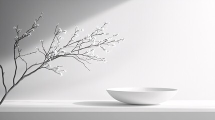 Poster - white minimalist 3D podium, soft gradient shadows, pure and clean aesthetic, high-end simplicity, refined design, seamless background, professional-grade rendering, contemporary elegance, premium
