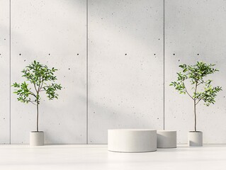 Poster - organic clay 3D podium, handcrafted texture, warm and earthy aesthetic, soft natural lighting, contemporary artisan style, minimal yet elegant display, high-end rendering, seamless background,