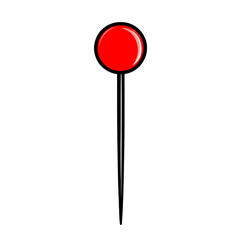 Poster - Detailed 3D render of a classic red glossy plastic push pin with a sharp silver metallic pin showcasing accurate reflections and lighting isolated on a transparent background for a minimalist
