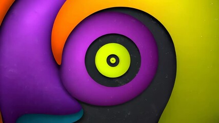 Poster - Colorful, abstract painting of a circle with a blue center and orange and yellow edges. The painting has a vibrant, energetic feel to it, with the colors blending together in a dynamic way