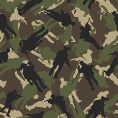Wall Mural - military print camouflage design, seamless army background on print