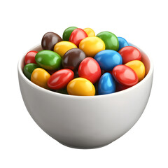 Leinwandbilder - Beautifully detailed ceramic bowl containing an assortment of candy coated chocolate pieces in vibrant red blue yellow green and orange colors