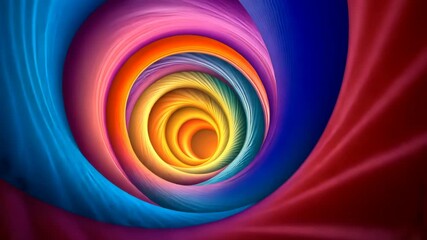 Poster - Colorful spiral with a rainbow inside of it. The spiral is very large and the colors are very bright