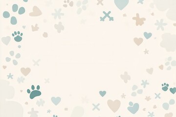 Poster - Clean minimalist veterinary background with pastel colors and harmonious icons for professional banners and designs