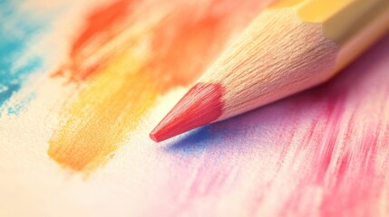 Poster - Delicate pencil strokes blend harmoniously with soft coral hues in an artistic composition