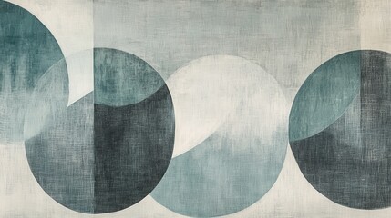 Fototapete - Soft pencil strokes create harmonious half-circles in muted gray tones conveying serenity and simplicity