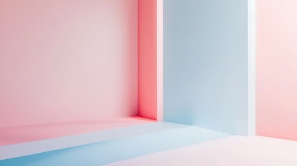 Poster - Soft pastel blue and pink color fields create a serene backdrop for creative projects and artistic inspiration in minimalistic space