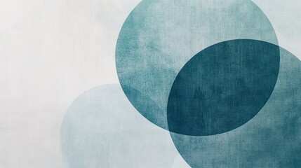 Fototapete - Composition of minimalist pencil strokes forming overlapping circles in soft hues of blue and green