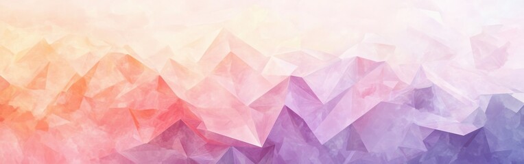 Fototapete - Low-poly artwork featuring soft pastel tones of peach showcasing gentle mountain peaks at dawn