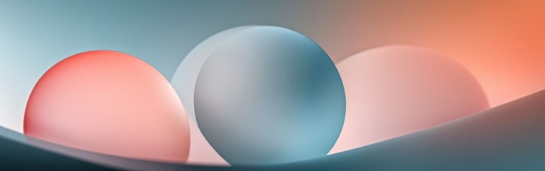 Fototapete - elegant spheres in soft gradient background with unique shapes and colors creating a calm visual atm