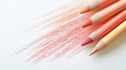Poster - Colorful pastel crayons creating soft strokes on a delicate white background for artistic expression