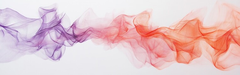 Aufkleber - Delicate pencil strokes create abstract waves in soft coral and purple tones across a smooth surface