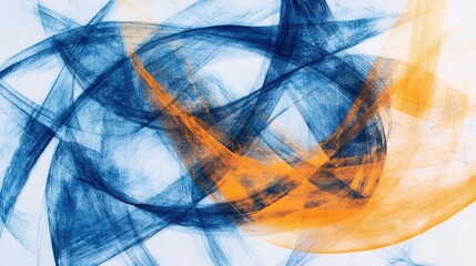 Poster - Abstract pencil strokes create dynamic patterns in blue and orange hues