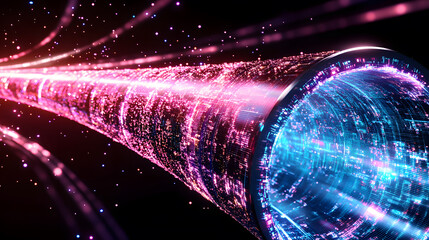 Poster - A vibrant tunnel of light and energy, showcasing a futuristic design with swirling colors and dynamic patterns, evoking a sense of motion and depth