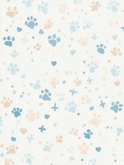 Poster - Minimalist veterinary background with soft pastel colors and subtle icons for professional use