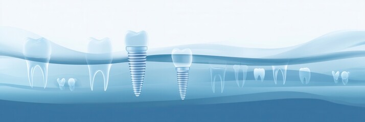 Aufkleber - Detailed cross-section of a tooth implant showing components within the gum for educational and informational purposes in dental practice