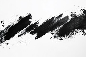 Poster - Stylish ink texture featuring bold black brush strokes on a crisp white backdrop for contemporary art projects and innovative design applications