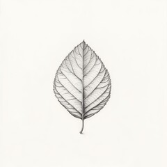 Poster - Detailed illustration of a single autumn leaf showcasing intricate vein patterns on a neutral background