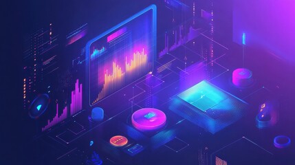Aufkleber - Innovative financial technology landscape showcasing data visualization and analytical tools for modern investment strategies