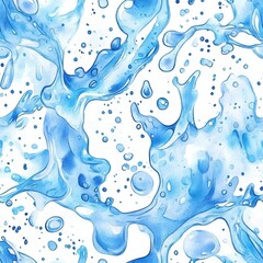 Poster - Playful watercolor doodles of splashes and droplets create an energetic and dynamic illustration