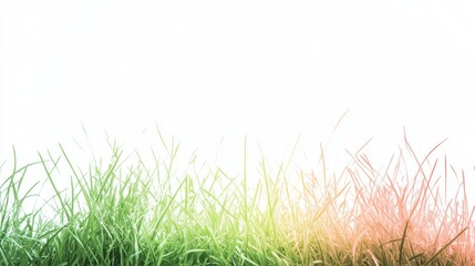 Poster - Gradient of lush lime green grass transitioning to soft pastel tones in a serene outdoor setting