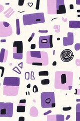 Aufkleber - Retro style abstract illustration with random shapes in purple tones