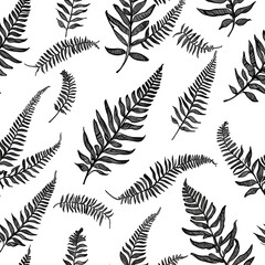 Wall Mural - elegant black and white fern leaf pattern