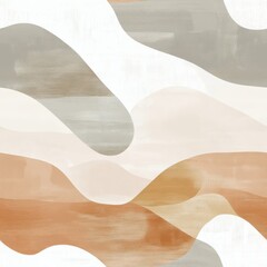 Aufkleber - Calming watercolor doodle featuring soft curves and earthy tones for a serene home atmosphere