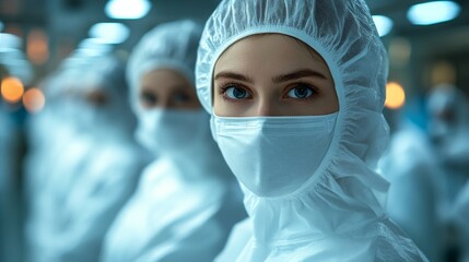 Poster - Technicians in protective clothing operate in a sophisticated manufacturing environment dedicated to petrochemical synthesis. They ensure efficient processes in industrial engineering.