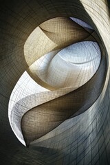 Poster - A close-up view of a spiral structure with light shining through it, suitable for use in architectural or design concepts