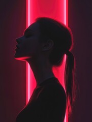Aufkleber - A woman with a ponytail stands in front of a red traffic light