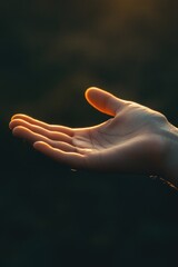 Aufkleber - A person holds out their hand as the sun sets behind them, offering hope and connection