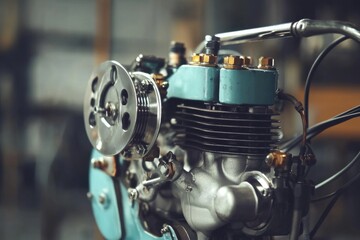 Aufkleber - A detailed shot of a motorcycle engine, ideal for automotive or industrial use