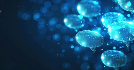 Poster - Abstract digital background. Abstract glowing message bubbles. Social media or online communication concept. Digital communication bubbles. social network and global connection. Copy space area