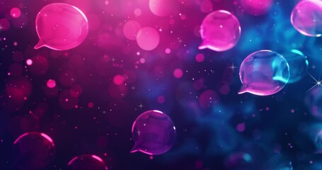 Poster - Abstract digital background. Abstract glowing message bubbles. Social media or online communication concept. Digital communication bubbles. social network and global connection. Copy space area