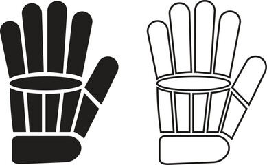 Fototapete - Cricket glove icons set flat, line styles. Cricket tournament man protection elements template. Vintage for club and team. Sport signs for web app and mobile design isolated on transparent background.